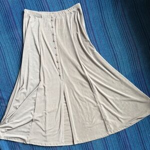 Vintage Beige Button-Front Maxi Skirt